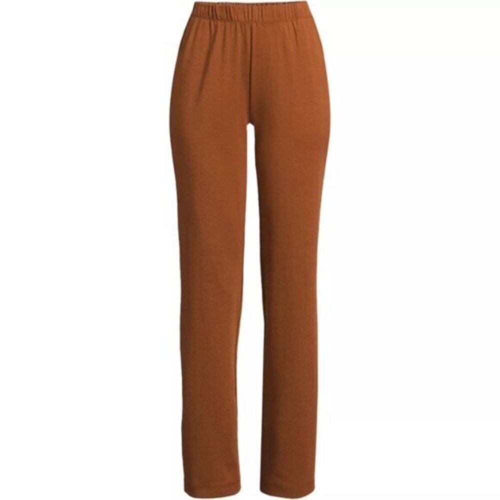 Lands' End Women's Sport Knit Pants Russet Brown Stright Leg Pants Sz S